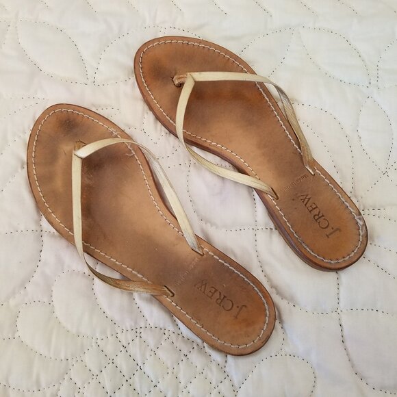 J. Crew Tan and Cream/gold Sandals - Picture 1 of 7